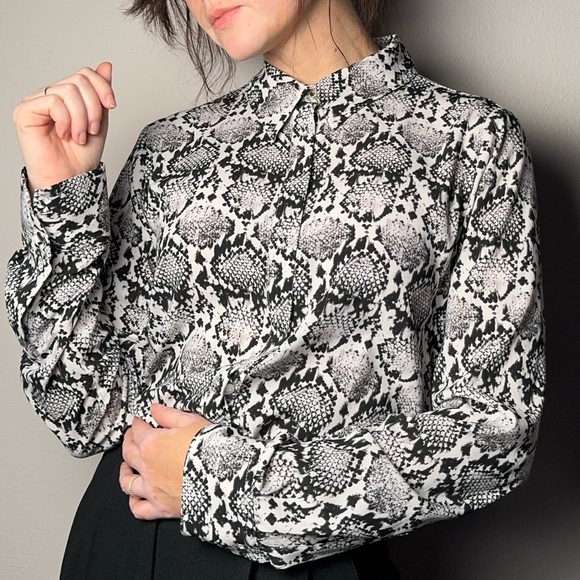 Calvin Klein Snakeprint Button-Up Blouse - Picture 3 of 7